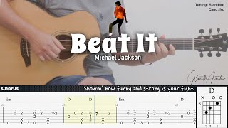 Beat It  Michael Jackson  Fingerstyle Guitar  TAB  Chords  Lyrics [upl. by Nacnud96]