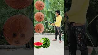 Rounding coconut to Grapes Mango lichi amp Watermelon  Fruits names magic video shorts [upl. by Lennahs]