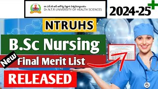 NTRUHS BSc Nursing 2024 Provisional Final Merit List RELEASED [upl. by Frederico]