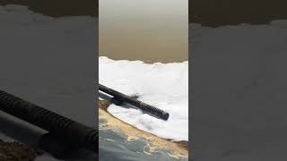 Hydrotest Water Dewatering in Evaporation pond pipelining pipelineconstruction shortvideo Viral [upl. by Odnamla]