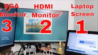 How To Setup Dual Monitor or Triple Monitor VGA and HDMI on a Laptop or Desktop PC [upl. by Nylirej]