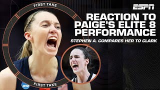 Stephen A compares Paige Bueckers to Caitlin Clark after Elite 8 performance  First Take [upl. by Winston]