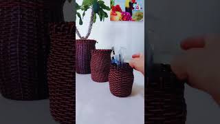 How to make Beautiful Indoor Plants in Stylish Woven Pots homedecor creativecrafts [upl. by Southard]