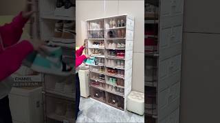 Folding shoe box storage cabinetshoerack shoecabinet lockers goodthing foryou homedecor [upl. by Val279]