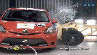 Crashtest af Citroën C1 Peugeot 107 og Toyota Aygo  Euro NCAP [upl. by Bordy]