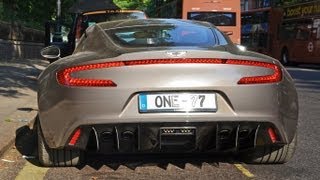 Aston Martin One77 on the road in London  Start up sounds and combos HD [upl. by Carleton]