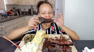 BBQ RIBS MUKBANG [upl. by Aneerbas740]