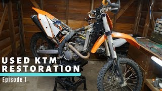 CHEAP KTM 250 BUILD Ep1  Tearing The Bike Apart [upl. by Ahsiral]