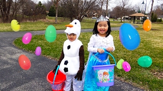 HUGE Easter Eggs Hunt with Frozen Elsa and Olaf [upl. by Sweet]