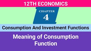 12th Economics  Chapter 4  Meaning of Consumption Function CMWay [upl. by Netsirc]