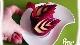 Intaglio della frutta  Tutorial  Una mela che diventa cigno [upl. by Gem]