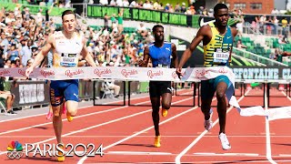 Rai Benjamin MAKES HISTORY in epic 400m hurdles battle with Warholm at Prefontaine  NBC Sports [upl. by Machos]