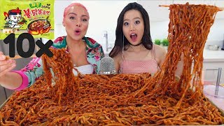 10 PACKS SPICY NUCLEAR BLACK BEAN NOODLES CHALLENGE  MUKBANG [upl. by Omarr]