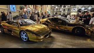 SUPERCARS MONACO 2024 2X GOLD FERRARI BCHIRON LaFERRARIcarspottingluxurycarspottingmonaco [upl. by Yetah]