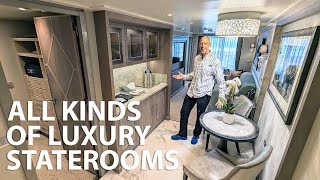 Regent Seven Seas Grandeur Cabin Tours A Look at Six Suites [upl. by Dias]