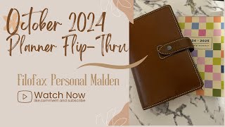 October 2024 Planner Setup amp FlipThru  Filofax Malden Personal [upl. by Osrick]