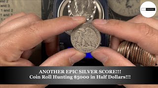 ANOTHER EPIC SILVER SCORE Coin Roll Hunting 5000 in Half Dollars [upl. by Tammie]