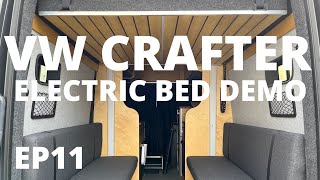 VW Crafter EP11 Electric Bed Lift Demo Lippert Project 2000 bed system And new upholstery [upl. by Feltie715]