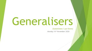 Generalisers  year 4 [upl. by Fredek]