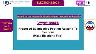 2024 Whats on Your ballot Proposition 140 [upl. by Enail603]