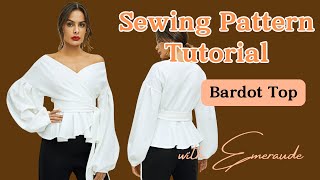 Wrap Blouse Sewing Pattern Tutorial Dolman Sleeve Top Pattern Making your own Top [upl. by Ellehcrad105]