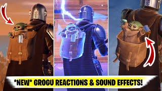 All GROGU REACTIONS  SOUND EFFECTS in Fortnite GROGU Fortnite Voice lines  Reactions [upl. by Naahs186]