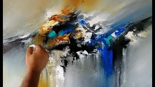 Abstract painting  Blending in Acrylics  Palette knife and brush  Demonstration [upl. by Ploch]