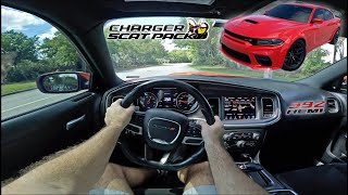 Dodge Charger Scat Pack Widebody POV drive 4K  BRUTAL 64L 392 Hemi Pulls Downshifts amp Slide [upl. by Yhtnomit]