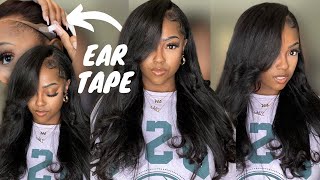 Lace Tape frontal PreEverything Cute amp EASY Deep Side Part Wig Install ft Nadula Hair [upl. by Ezana]