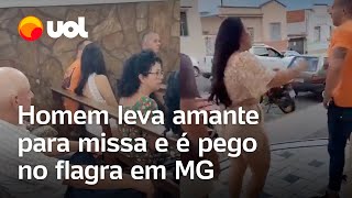 Traição na igreja Homem leva amante para missa de domingo e é pego no flagra veja vídeo [upl. by Eileek]