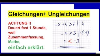 Gleichungen Ungleichungen lösen ist einfach Crashkurs darum 1 Unterrichtsstunde [upl. by Gomer]