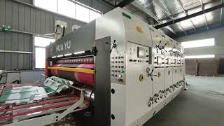 Floor cartons die cutting machine 4 color printing equipment [upl. by Ynaffet]