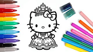 Coloring Princess Hello Kitty with Glitter 🌈 [upl. by Justinian513]