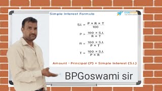 simple interest SIprincipal and rate time by BPGOSWAMI sir [upl. by Lepper]