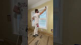 Spraying Windows And Trim painting renovation [upl. by Nittirb]