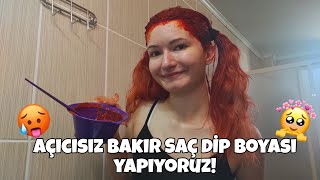 Evde Açıcı Kullanmadan BakırKızıl Dip Boyası Yapıyoruz Dip Boyası Renk Tazeleme Saç Kesimi [upl. by Aryn98]