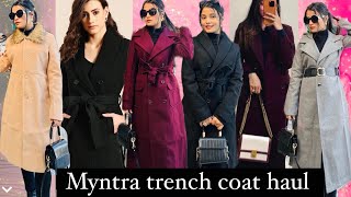 Myntra trench coat haul trench coat haul all under ₹2000 only latest and best trench coat haul [upl. by Ahsuatan]