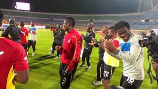 Ghana players sing before their World Cup playoff against Egypt in Cairo [upl. by Lyman]