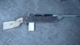 Homemade BB Gun M1 Carbine Rifle SemiAutomatic Spring mechanism powered [upl. by Laurella944]