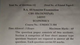 3rd semester NEP MD Economics previous years question papers Jammu University [upl. by Nnyleuqcaj36]