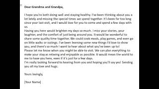 write a letter to your grandparents asking them to come and spend a few days with you [upl. by Kassity]