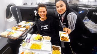 15 Courses BUSINESS CLASS Food on IRAN AIRLINES  Mahan Air  Bangkok to Tehran [upl. by Ennaitak]