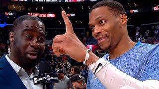 Russell Westbrook made a Number 1 Gesture in his postgame interview after beating the Lakers 🎤 [upl. by Ayiak]