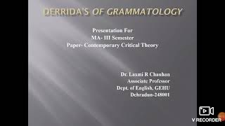 Derridas Of Grammatology [upl. by Nah94]