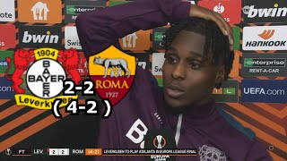 JEREMI FRIMPONG COMIC IN INTERVIEW LEVERKUSEN vs ROMA 22 42 [upl. by Drolyag]