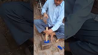 Putting the handle into the hammer shortfeed wood skills hammer handmade makingmoney [upl. by Asinet]