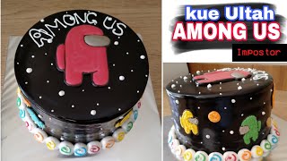 AMONG US cake ll tutorial cara membuat kue tart among us ll ide dekorasi kue ulang tahun [upl. by Gen652]