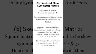 Symmetric amp Skew Symmetric Matrix jee jee2025 maths cbse iitjee matrix mathsshorts examtips [upl. by Amitak]