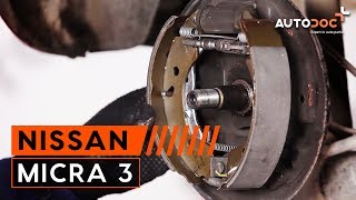 How to change rear brake pads NISSAN MICRA 3 TUTORIAL  AUTODOC [upl. by Dnalyaw]