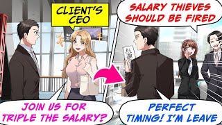 Manga Dub Met my former client CEO at the airport She offered triple salary to join her company [upl. by Ak]